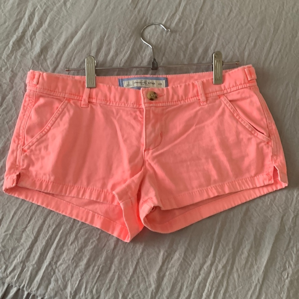 Coral color Abercrombie & Fitch low rise shorts